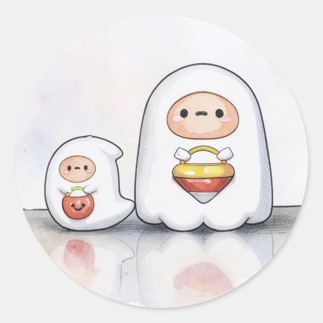 Little and small ghosts Halloween  Classic Round Sticker (Front)