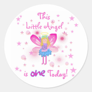 Little Angel 1st Birthday Tshirts and Gifts Classic Round Sticker