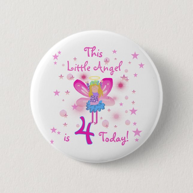 Little Angel 4th Birthday T-shirts and Gifts 6 Cm Round Badge (Front)