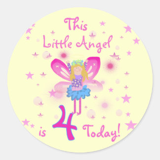Little Angel 4th Birthday T-shirts and Gifts Classic Round Sticker