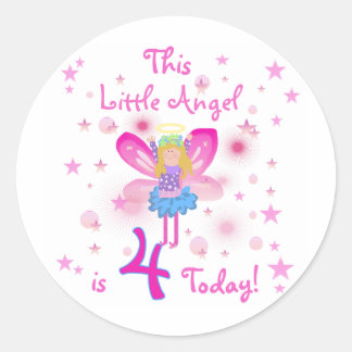 Little Angel 4th Birthday T-shirts and Gifts Classic Round Sticker