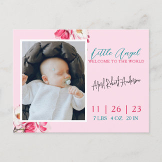 Little Angel Baby Photo Birth Announcement Postcard