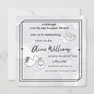 Little Angel Baby Shower Invitation Neutral Eleg