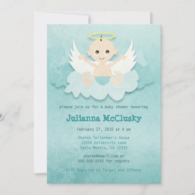 Little Angel - Boy or Neutral - Caucasian Invitation (Front)
