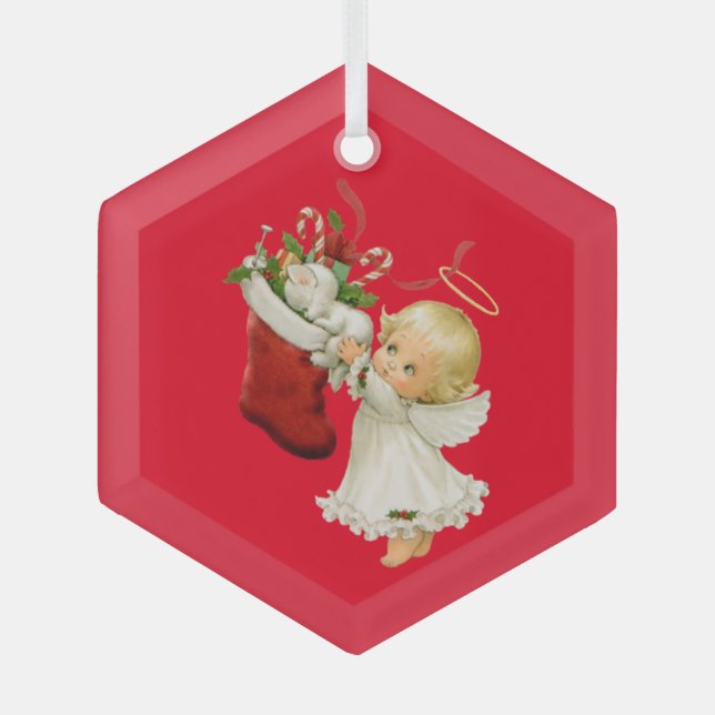 Little Angel Christmas Glass Ornament (Front)