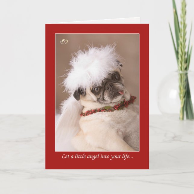 Little Angel Christmas Pug Card (Front)