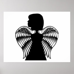 Little Angel girl Child Silhouette Fantasy art  Poster