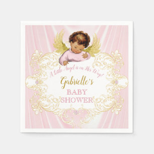 Little Angel on Her Way Pink Gold Girl Ethnic Napkin
