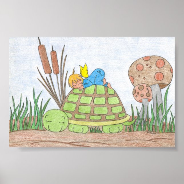 Little Angel on Turtle Poster (Front)