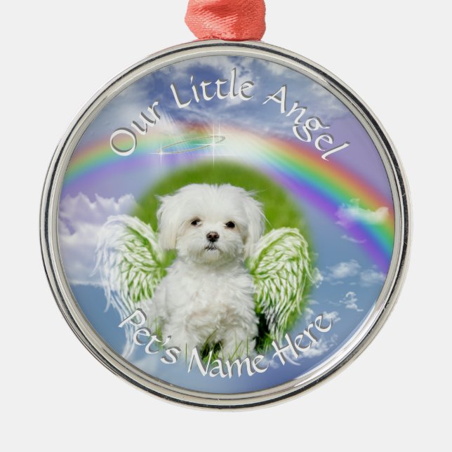 Little Angel Pet Photo Memorial Metal Tree Decoration (Front)