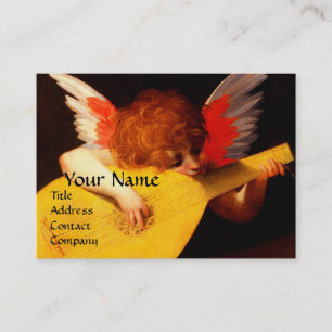 LITTLE ANGEL PLAYING LUTE Music Making Cherub Business Card