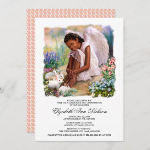 Little Angel with Bunnies Holy Communion  Invitation