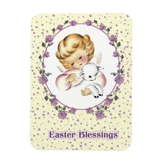 Little Angel with Lamb Easter Gift Magnet (Vertical)