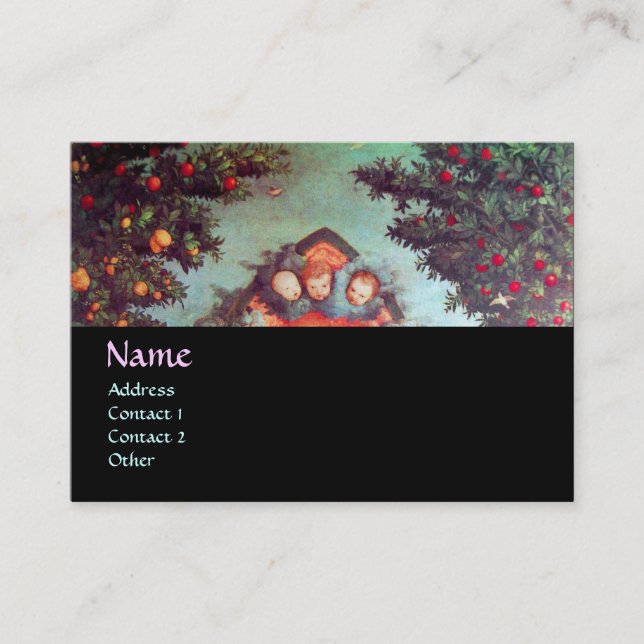 LITTLE ANGELS MONOGRAM antique blue red black Business Card (Front)