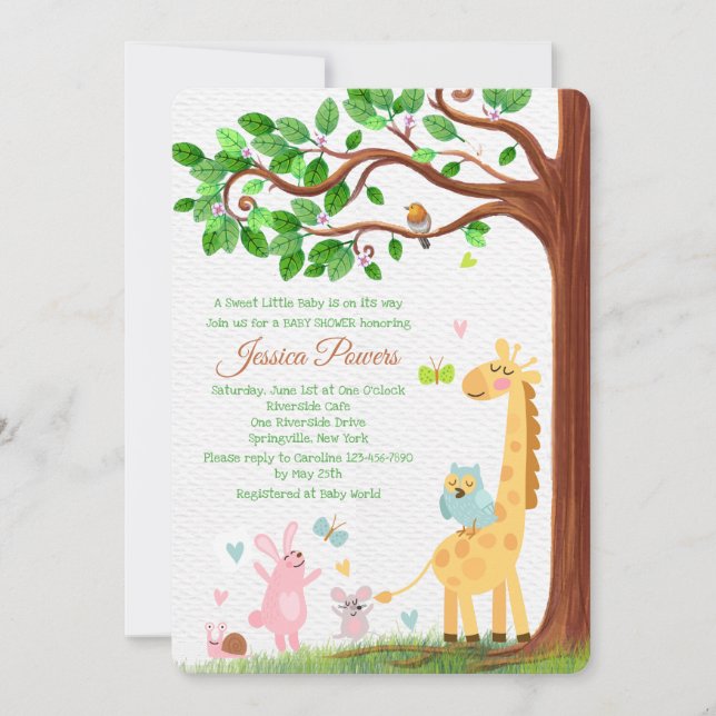 Little  Animal Friends Baby Shower Invitation (Front)