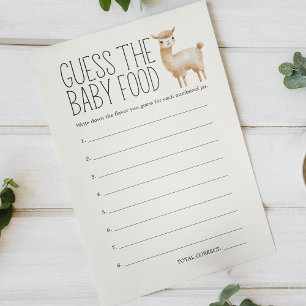 Little Animals Baby Shower Guess Baby Food Game Flyer