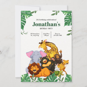 Little Animals Jungle Safari 1st Birthday Invitation