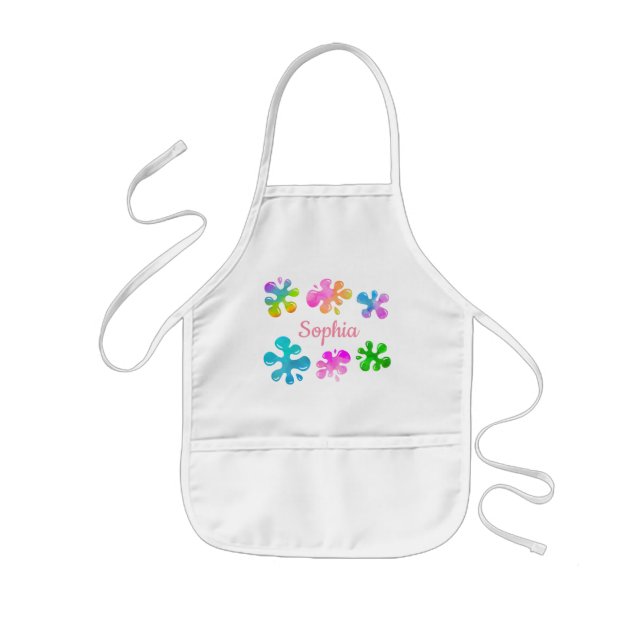 Little Artist Painting Art Girl Splats Rainbow Kids Apron (Front)