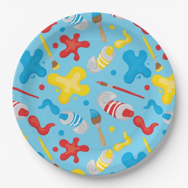 Little Artist pattern Paper Plate (Front)