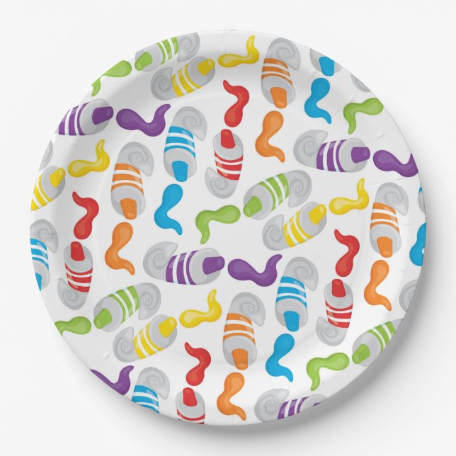 Little Artist pattern Paper Plate (Front)