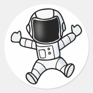 Little Astronaut Child cosmonaut boy girl in space Classic Round Sticker