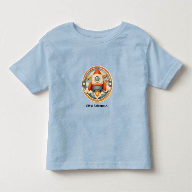 Little Astronaut Cute Retro Kawaii Toddler T-Shirt (Front)