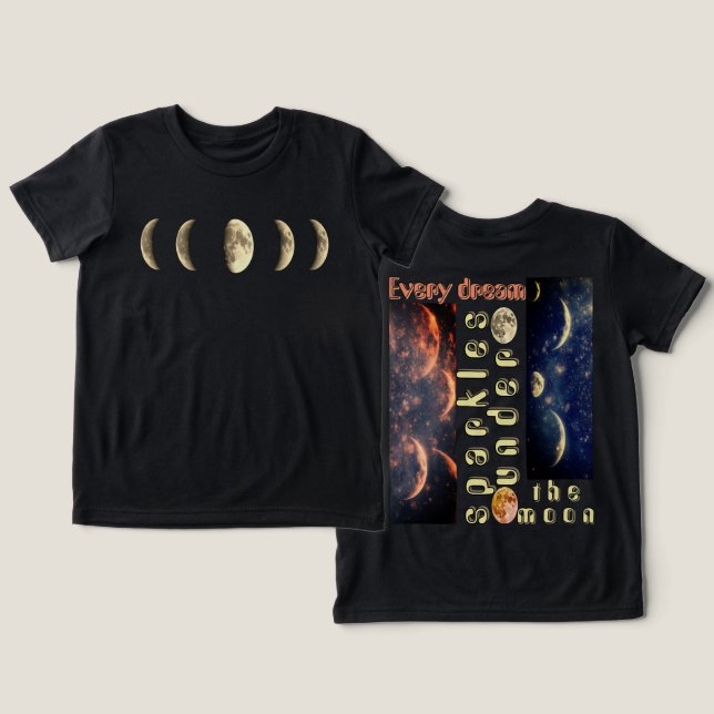 Little Astronaut Moon T-Shirts  Kids Cosmic (Design Front & Back)