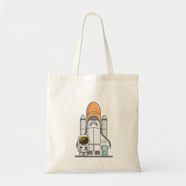 Little Astronaut & Spaceship Tote Bag (Front)