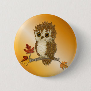 Little Autumn Whoo Owl 6 Cm Round Badge