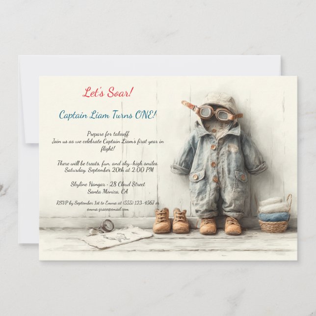 Little Aviator 1st Birthday Party Invitation (Front)