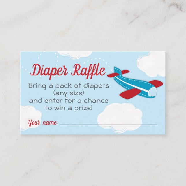 Little Aviator Aeroplane Baby Shower Diaper Raffle Enclosure Card (Front)