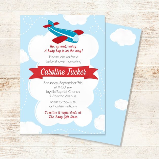 Little Aviator Aeroplane Baby Shower Invitation (Creator Uploaded)