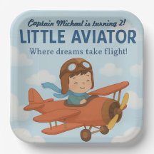 Little Aviator  Cute Red Aeroplane Square 9"