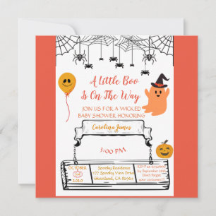 Little baby boo shower halloween themed announcement