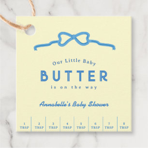 Little Baby Butter Blue Bow Baby Shower Favour Tags