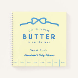 Little Baby Butter Blue Bow Baby Shower Guest Book