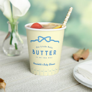 Little Baby Butter Blue Bow Baby Shower Paper Cups