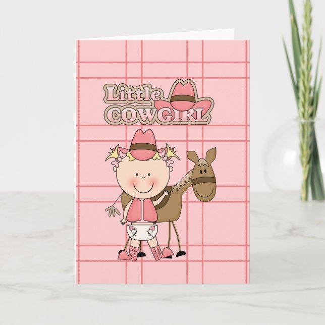 Little Baby Cowgirl with her Horse Greeting Card (Front)