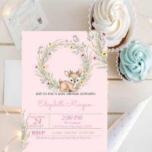 Little Baby Dear Floral Baby Shower Invitation