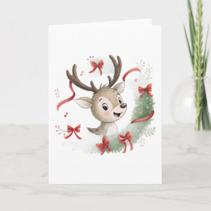 Little Baby Deer Christmas, Cute Fawn  Holiday Card