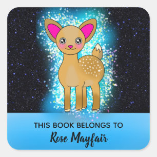 Little Baby Deer in Twinkle Stars Square Sticker