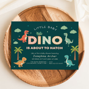 Little Baby Dino About to Hatch Baby Shower Invitation