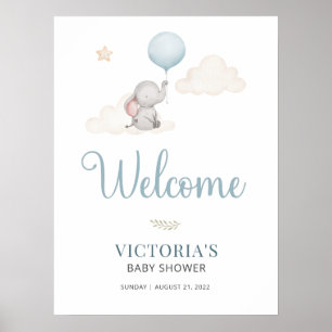 Little Baby Elephant Baby Shower Welcome Sign