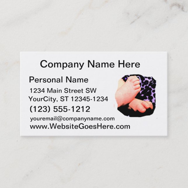 Little Baby Feet, Purple Leopard Background Business Card (Front)