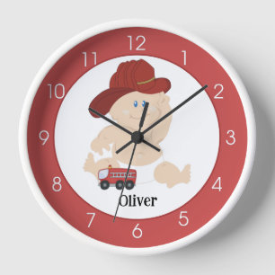 Little Baby Firefighter Personalised Wall Clock