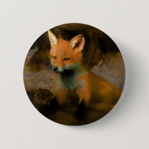 Little Baby Fox Cub Portrait 6 Cm Round Badge