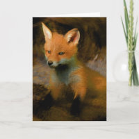 Little Baby Fox Cub Portrait Card