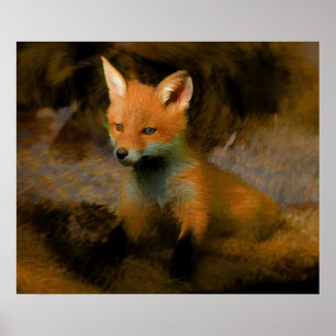 Little Baby Fox Cub Portrait Poster