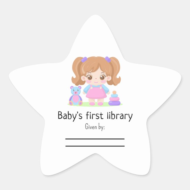 Little baby girl - Baby's first library Star Sticker (Front)