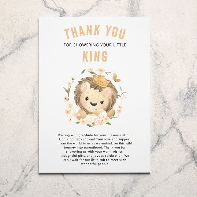 Little Baby Lion king Gender neutral Baby Shower  Thank You Card (Creator Uploaded)
